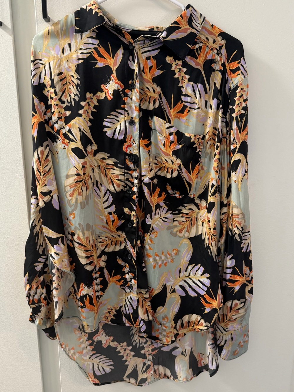 Free People Butterfly Bird of Paradise Long Sleeve Top Button Down Blouse